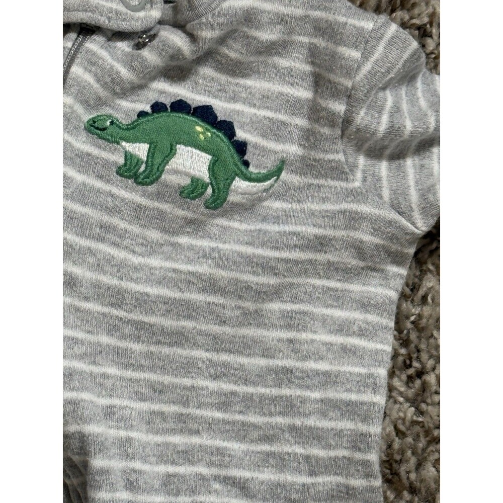 Carter's Dinosaur Sleep & Play Baby Bodysuit Gray Zip Pajama 3M - Picture 14 of 15